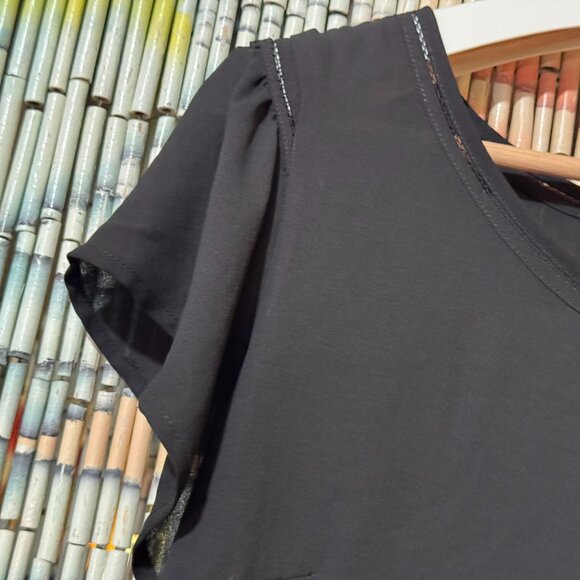 H&M, Lightweight Chiffon Flutter Sleeve Blouse, Black, 12 - Picture 5 of 14